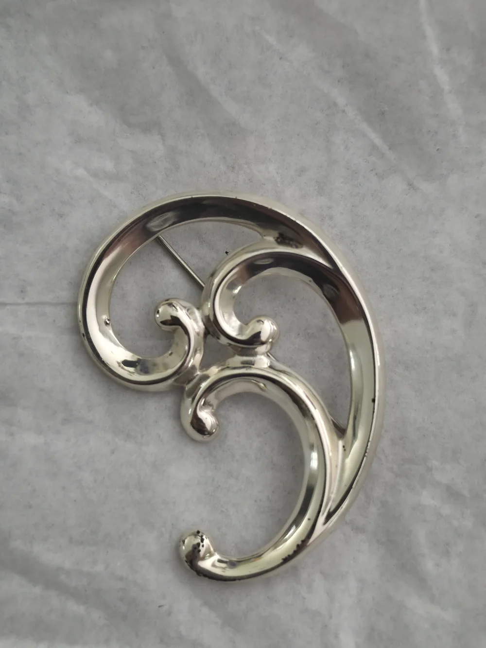 Vintage Silver Scroll Statement Brooch